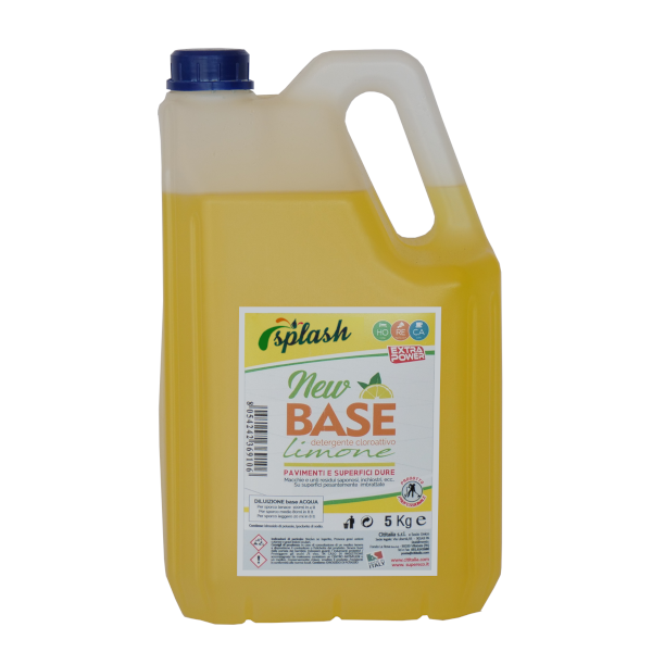 NEW BASE LIMONE Detergente alcalino non Schiumogeno, sbiancante, per  pavimenti DILUIZIONE 2-5%